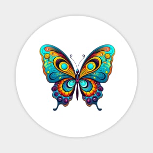 Brightly Colored Rainbow Butterfly for Spring and Summer Magnet